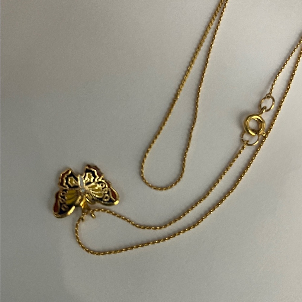 Gold Butterfly Pendant Necklace - Picture 10 of 10
